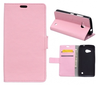 Kees Lederlook Portemonnee Hoesje Microsoft Lumia 550 - Roze