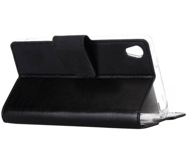 Luxe Lederen Bookcase hoesje voor de Sony Xperia Z5 - Zwart (Sony Xperia Z5) Zwart