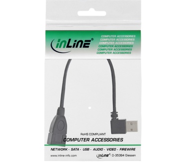 InLine USB A/USB A M/F 0.2m Zwart