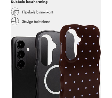 Selencia Vivid Wavy Backcover met MagSafe voor de Samsung Galaxy S26 - Happy Dots Chocolate
