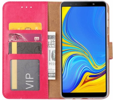Luxe Lederen Bookcase hoesje voor de Samsung Galaxy A7 2018 - Roze