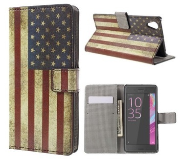 qMust Sony Xperia X Performance Wallet Case - hoesje met stand - USA