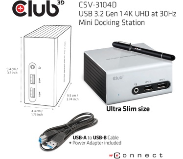 Club 3D SenseVision USB 3.0 4K UHD Mini Docking Station
