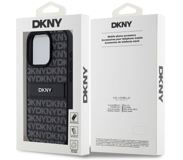 DKNY Textured Tonal Stripe Back Case - iPhone 14 Pro (6.1") Zwart Zwart