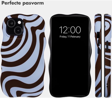 Selencia Vivid Wavy Backcover met MagSafe voor de Apple iPhone 15 - Dream Swirl Chocolate