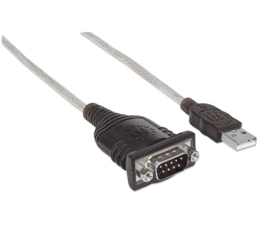 Manhattan 1.8m, USB/Serial Zilver, Zwart
