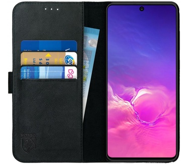 Rosso Deluxe Samsung Galaxy S10 Lite Hoesje Echt Leer Book Case Zwart (Galaxy S10 Lite) Zwart