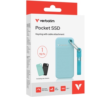 Verbatim Pocket SSD - Zomereditie Polar Blue met 2 rubberen hoezen (Zwart & Polar Blue) - 1TB