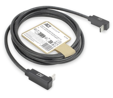 ACT USB 3.0 10Gbps 60W USB Type-C (haaks boven/beneden) naar USB Type-C (haaks boven/beneden) kabel, 2 meter