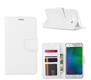 Luxe Lederen Bookcase hoesje voor de Samsung Galaxy J7 - Wit (Samsung Galaxy J7) Wit