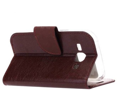 Luxe Lederen Bookcase hoesje voor de Samsung Galaxy J1 - Bruin (Samsung Galaxy J1) Bruin