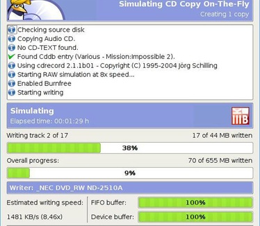 K3b audio cd copy screenshot