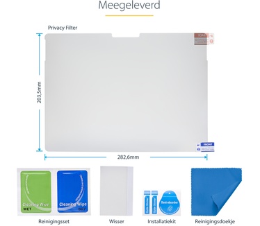 Startech.com 4-Way 13-inch Surface Pro 8/9/X Laptop Privacy Filter, Portrait/Landscape Modes, Touch-Enabled, Anti-Glans Security Filter, +/- 30 Graden Kijkhoek, 51% Blauw Licht Vermindering