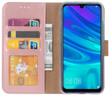 Luxe Lederen Bookcase hoesje voor de Huawei P Smart 2019 - Metallic Roze (P Smart 2019) Rosé Goud