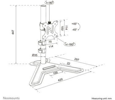 Neomounts Neomounts DS45-600BL1 Monitorstandaard voor één scherm 10-32"