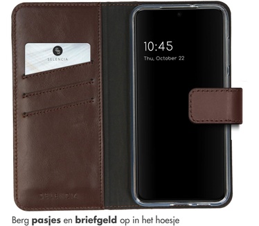 Selencia Echt Lederen Bookcase Samsung Galaxy S23 Plus - Bruin