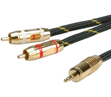 Roline GOLD Audio Connection Cable 3.5mm Stereo - 2 x Cinch (RCA), Male - Male 2.5m