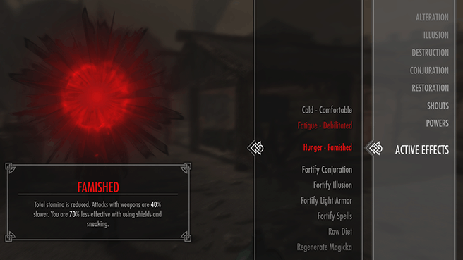 Survivalmodus in Skyrim