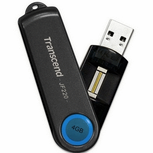 Transcend JetFlash 220 Fingerprint USB Flash Drive 4GB Blauw