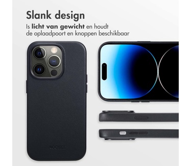 Accezz MagSafe Leather Backcover iPhone 14 Pro - Zwart