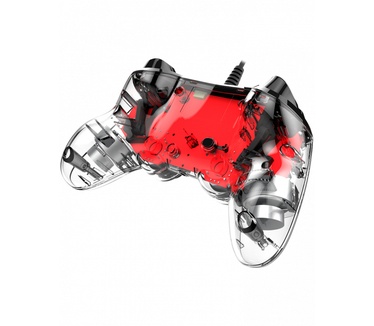 Nacon Officieel gelicenseerde Illuminated Wired Compact Controller voor PS4 - rood Rood, Transparant