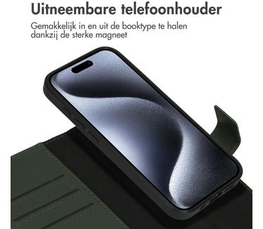 Accezz Premium Leather 2 in 1 Wallet Bookcase iPhone 15 Pro - Groen