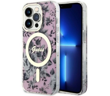 Guess Flower MagSafe Back Case - iPhone 14 Pro Max (6.7") - Roze Roze