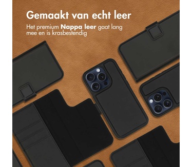 Accezz Premium Leather 2 in 1 Wallet Bookcase iPhone 15 Pro - Zwart
