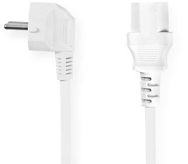 Nedis Stroomkabel | Type F (CEE 7/7) Male | IEC-320-C13 | Gehoekt | Recht | Vernikkeld | 2.00 m | Rond | PVC | Wit | Label