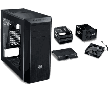 Cooler Master MasterBox 5 Zwart (1x 2,5", 2x 2,5"/3,5", 2x 5,25", 4 fan-ports, 2 fans)