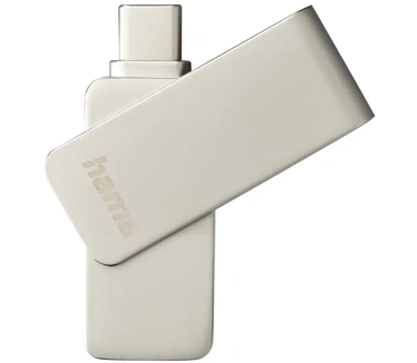 Hama Uni-C Rotate Pro USB 3.1 Flash Drive 256 GB, snelheid tot 90 MB/s, sleutel met USB C-aansluiting, voor pc/Mac, zilver 256GB Zilver