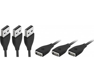 qMust Fitbit Surge laadkabel - 100cm - set van 3 stuks - kleur zwart