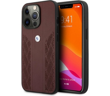 BMW Perforated Curved Back Case iPhone 13 Pro (6.1") - Rood Rood