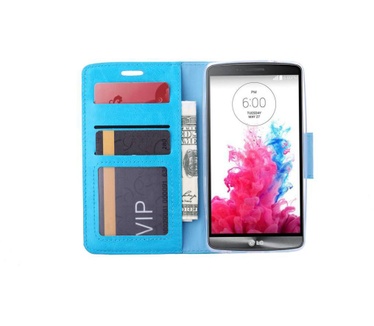 Luxe Lederen Bookcase hoesje voor de LG G3 S - Blauw (LG G3 S) Blauw