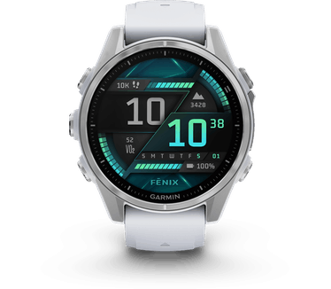 Garmin fēnix 8, 43mm, RVS body, Gorilla Glass, Zilver (Wit)