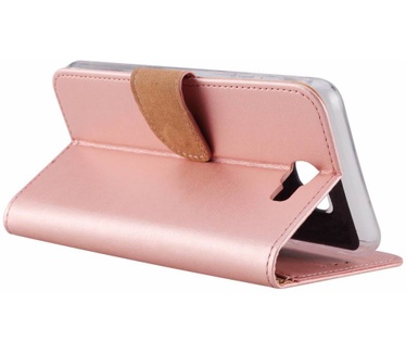 Luxe Lederen Bookcase hoesje voor de Samsung Galaxy J7 Prime 2 - Metallic Roze (Samsung Galaxy J7 Prime 2) Rosé Goud