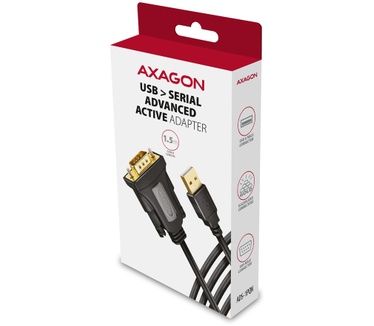 Axagon ADS-1PQN USB-A 2.0 - serial RS-232 DB9-M FTDI adapter cable 1.5m - Adapter - Digital/Daten