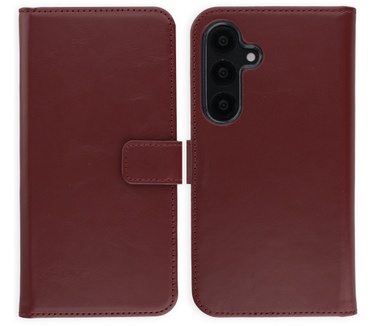 Selencia Echt Leren Bookcase voor de Samsung Galaxy S25 - Burgundy