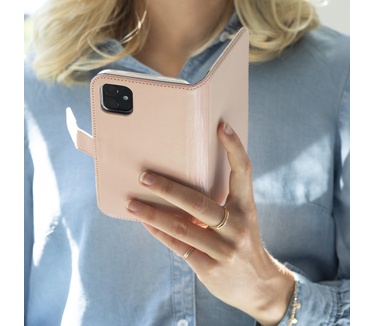 Selencia Echt Lederen Bookcase Samsung Galaxy S21 - Roze