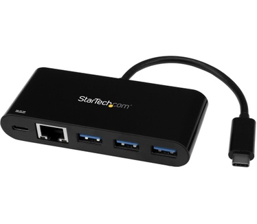 Startech.com USB-C naar Ethernet adapter met 3 poorts USB 3.0 hub en Power Delivery (US1GC303APD)