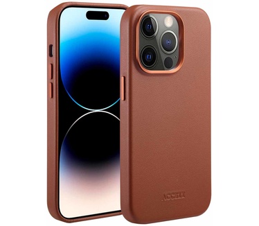 Accezz MagSafe Leather Backcover iPhone 14 Pro - Bruin