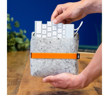 R-Go Tools R-Go Pouch vilten etui voor Split toetsenbord, tasje gemaakt van gerecycled textiel, sociaal product, grijs