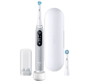 Oral-B Oral-B iO Series 6 Elektrische tandenborstel, 2 borstelkoppen, 5 poetsmodi voor tandverzorging, magnetische technologie, weergave en reistas, cadeau voor mannen en vrouwen, ontworpen p