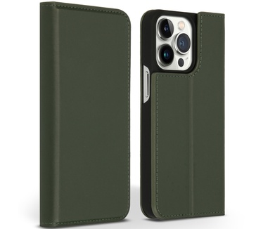 Accezz Premium Leather Slim Bookcase iPhone 13 Pro - Groen