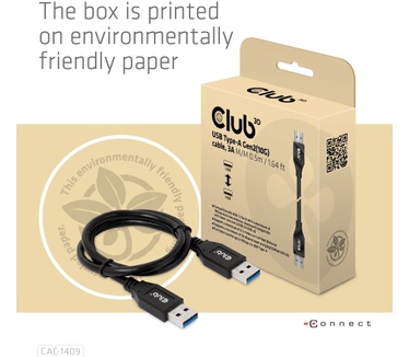Club 3D USB Type-A Gen2(10G) cable, 3A M/M 0.5m / 1.64 ft