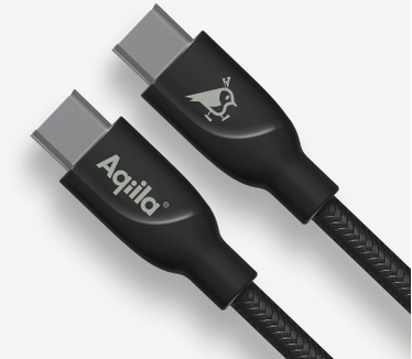 Aqiila Laadkabel USB-C naar USB-C 240W, 480Mbps, Snellader Kabel PD, 2 meter, gevlochten, Cablebird CB12 Zwart Zwart