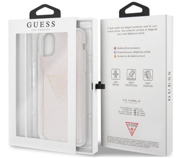Guess Triangle Glitter TPU Case iPhone 11 Pro Max (6.5") - Roze  Roze