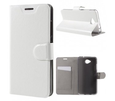 Kees Lederlook Portemonnee Hoesje Microsoft Lumia 650 - Wit