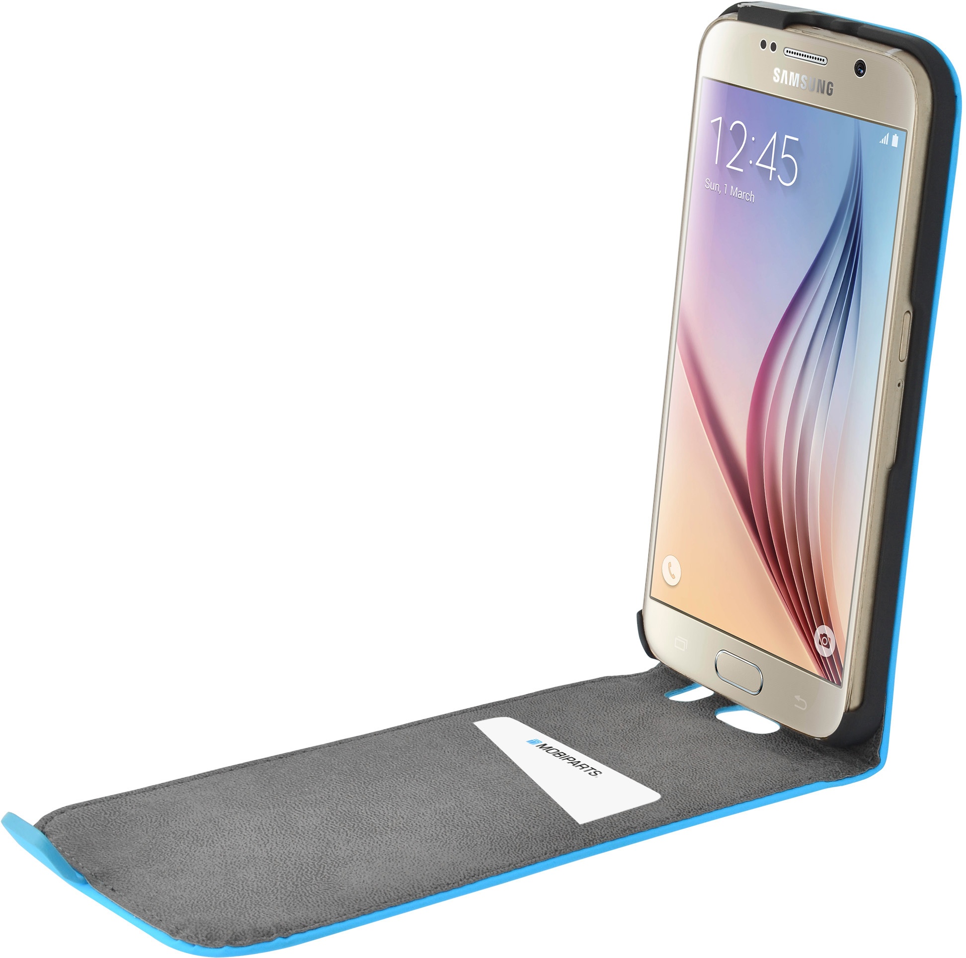 Mobiparts Premium Flip Case Samsung Galaxy S6 Light Blue (Galaxy S6