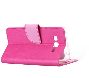 Luxe lederen Bookcase hoesje voor de Samsung Galaxy Grand Prime G530F - Roze (Samsung Galaxy Grand Prime G530F) Roze